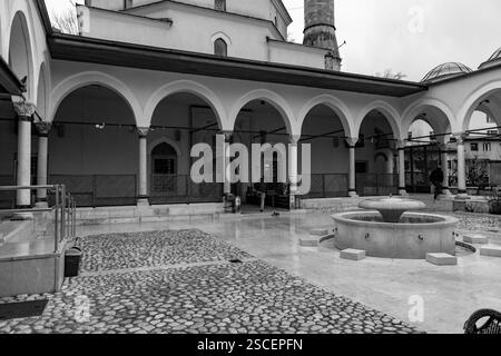 Sarajevo - BiH - 11 FEB 2024: The Emperor's Mosque is an important landmark in Sarajevo, being the first mosque to be built, 1457, after the Ottoman c Stock Photo