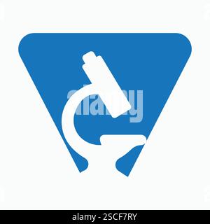 Letter V Microscope Symbol For Medical Experiment Sign Stock Vector