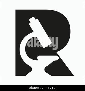 Letter R Microscope Symbol For Medical Experiment Sign Stock Vector