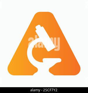 Letter A Microscope Symbol For Medical Experiment Sign Stock Vector