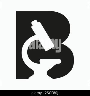 Letter B Microscope Symbol For Medical Experiment Sign Stock Vector