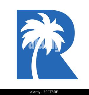 Initial Palm Tree On Letter R Stock Vector