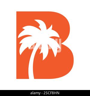 Initial Palm Tree On Letter B Stock Vector