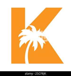 Initial Palm Tree On Letter K Stock Vector