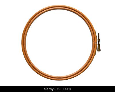 Old wooden vintage embroidery hoop isolated cutout on white Stock Photo