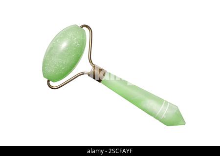 Jade roller face massage tool isolated cutout on white Stock Photo