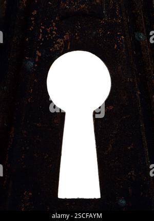 Old rusty lock with transparent keyhole Stock Photo