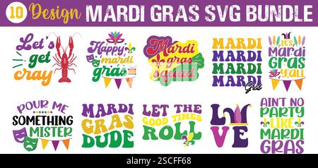 Mardi Gras SVG Bundle, Mardi Gras Clipart, Carnival svg silhouette, Masquerade Carnival SVG, Festival svg, Mardi Gras Carnival svg Stock Vector