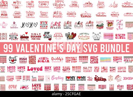 Valentine's Day SVG Bundle Cut Files -valentine's day SVG, Vector Design, valentine's day SVG File, valentine's day Shirt SVG, valentine's day mug SVG Stock Vector