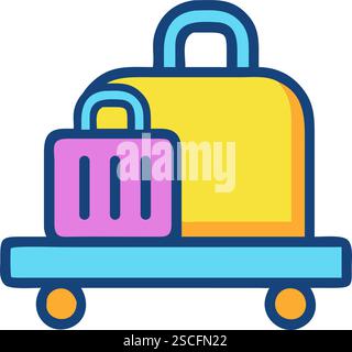 Travel luggage set with rolling suitcase and handbag Stock Vector