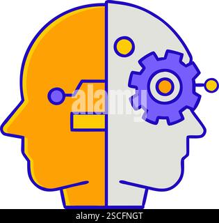 AI human head with gear technology illustration Stock Vector