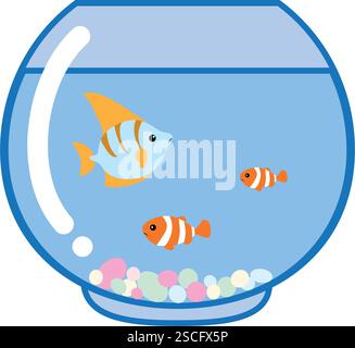 Aquarium fish bowl with fish Stock Vector