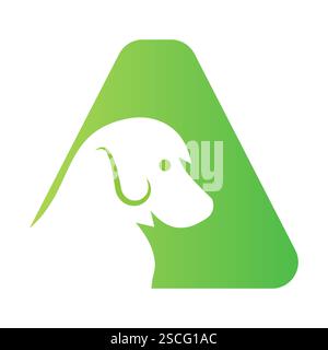 Initial Letter A Dog Logo Design Concept For Pet or Paw Symbol Stock Vector
