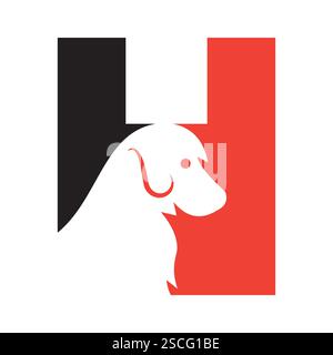 Initial Letter H Dog Logo Design Concept For Pet or Paw Symbol Stock Vector