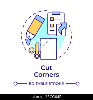 Cut corners multi color concept icon Stock Vector