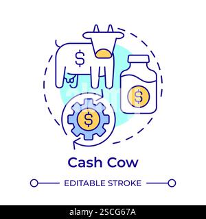 Cash cow multi color concept icon Stock Vector