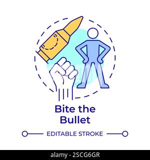 Bite the bullet multi color concept icon Stock Vector