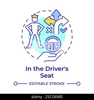 In the drivers seat multi color concept icon Stock Vector