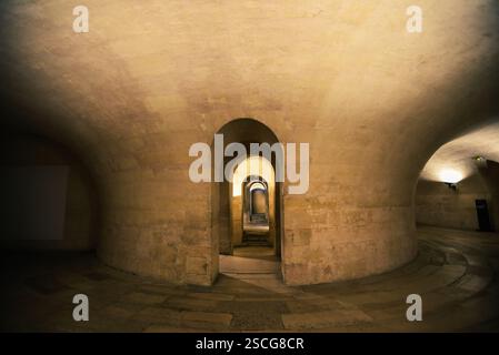Vaulted Passages in the Crypt of the Panthéon - Paris, France Stock Photo