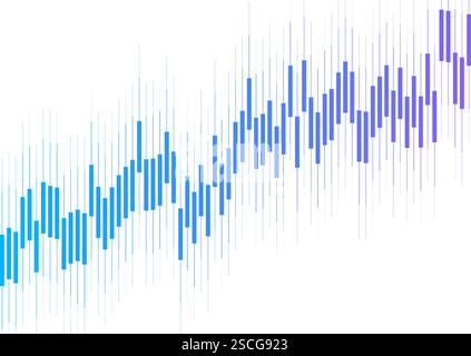 Abstract blue violet growing financial linear graph chart background. Vector lines tech design Stock Vector