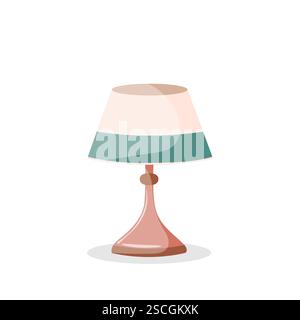 Retro table lamp with shade illustration, isolated on white background Stock Vector