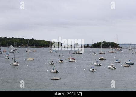 Cloudy day at the boat harbor Stock Photo