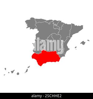Andalusia of Spain map symbol shape, travel web flat vector illustration . Stock Vector