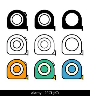 Set of Measurement tape icon, measure tool concept design symbol, vector illustration . Stock Vector