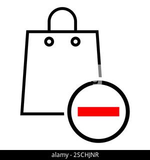 Shopping bag line icon, supermarket paper plastic package sign, eco shop vector illustration . Stock Vector