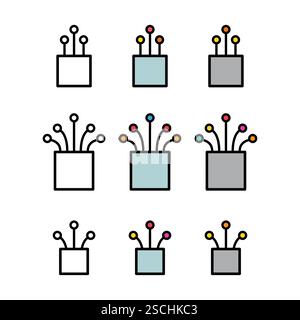 Set of optical cable icon, technology information web network, digital vector illustration . Stock Vector