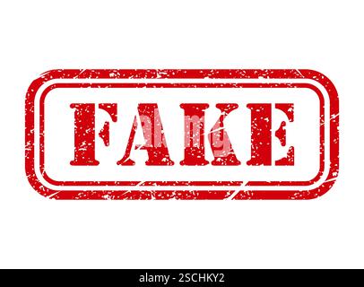 Fake stamp symbol, label sticker sign button, text banner vector illustration . Stock Vector