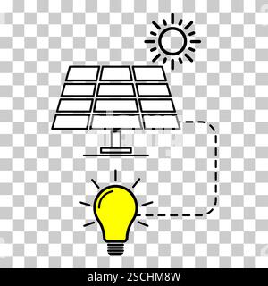 Solar panel icon, green power technology, ecology alternative energy vector illustration . Stock Vector