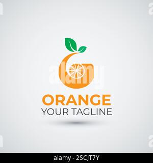 Letter G orange fruit logo design template Stock Vector