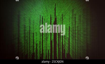 Matrix code, digital rain background, The falling green characters in vertical lines on computer screen Stock Photo
