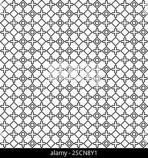 seamless pattern double star, circle and square shape outline style. vector illustration Stock Vector