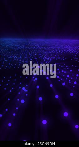 Glowing particles flowing seamlessly together, forming an intricate visualization of a futuristic data stream in cyberspace Stock Photo