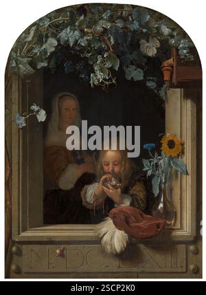 A Boy Blowing Bubbles, 1663. Stock Photo