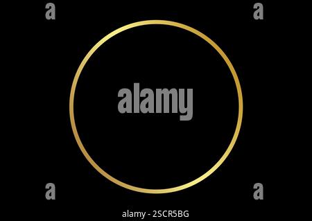 Gold circle frame bokeh on black background Stock Photo