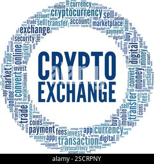 Crypto Exchange word cloud conceptual design isolated on white background. Stock Vector