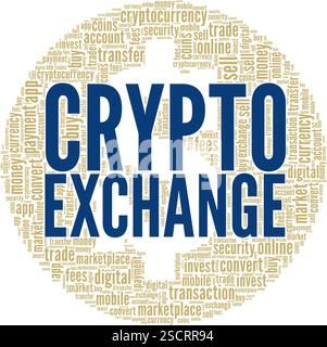 Crypto Exchange word cloud conceptual design isolated on white background. Stock Vector