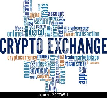 Crypto Exchange word cloud conceptual design isolated on white background. Stock Vector