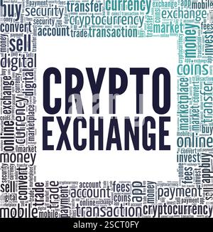 Crypto Exchange word cloud conceptual design isolated on white background. Stock Vector