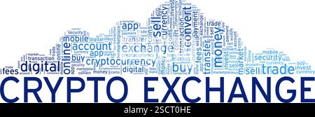 Crypto Exchange word cloud conceptual design isolated on white background. Stock Vector
