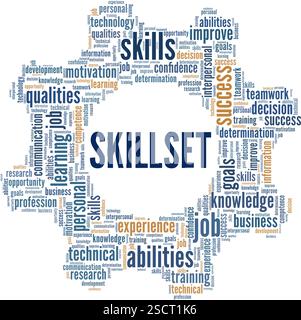 Skillset word cloud conceptual design isolated on white background. Stock Vector