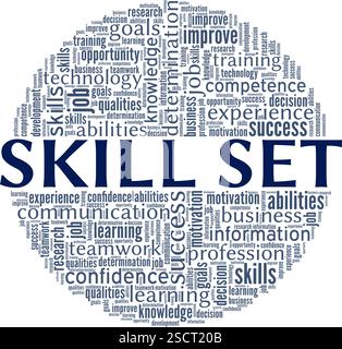 Skillset word cloud conceptual design isolated on white background. Stock Vector