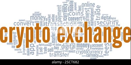 Crypto Exchange word cloud conceptual design isolated on white background. Stock Vector