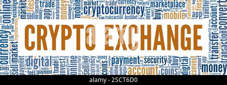 Crypto Exchange word cloud conceptual design isolated on white background. Stock Vector