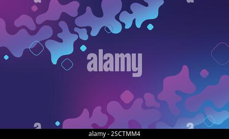 A stylish Memphis-style abstract background with fluid brush shapes and neon gradient colors. Ideal for digital design, posters, presentations. Stock Vector