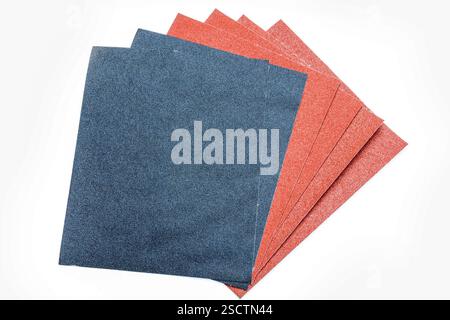 Sheets of Sand Paper Isolated on White Background Stock Photo