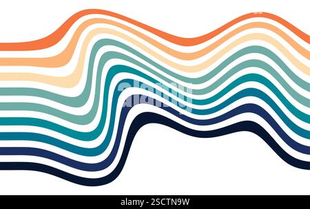 Trippy burst lines background. Psychedelic wavy stripes vector illustration Stock Vector